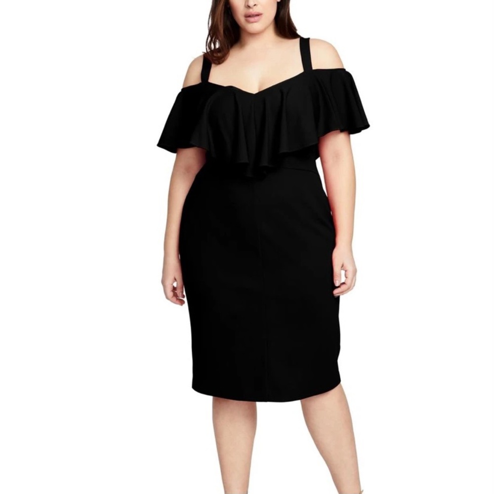Rachel Roy Black Plus Size Marcella Midi Dress 22W